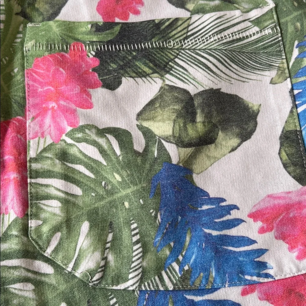 H&M DIVIDED Jersey Bermuda Sweat-Shorts Roll-Up Hem Pockets Multi Tropical S